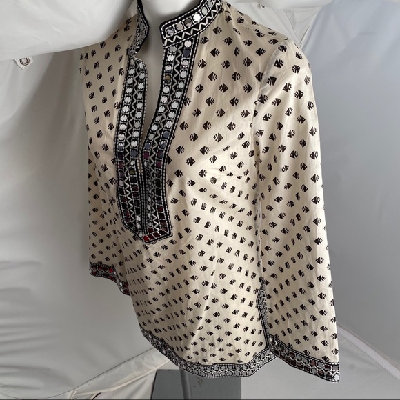 Tory Burch multicolor fish print tunic cream and black 6 - Picture 3 of 15